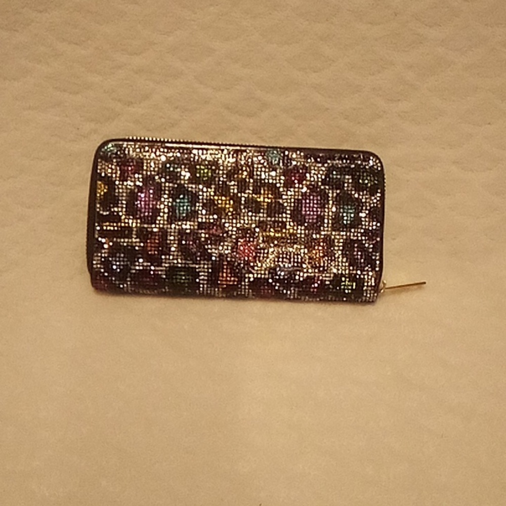 CRYSTALS RHINESTONE MULTI COLOR ZIP AROUND LONG WALLET